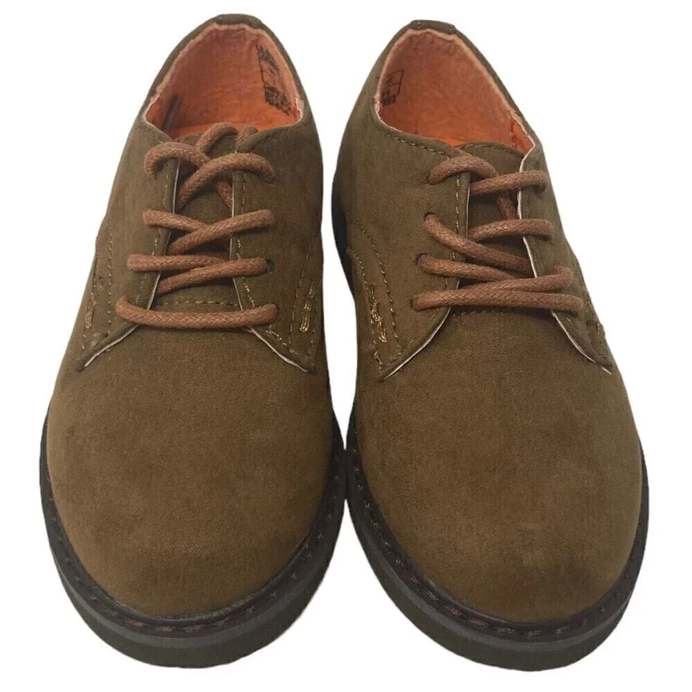 NEW Cole Haan Lil Shane Boys Size 7 US Cognac Brown Faux Suede Oxfords 23.5 EU